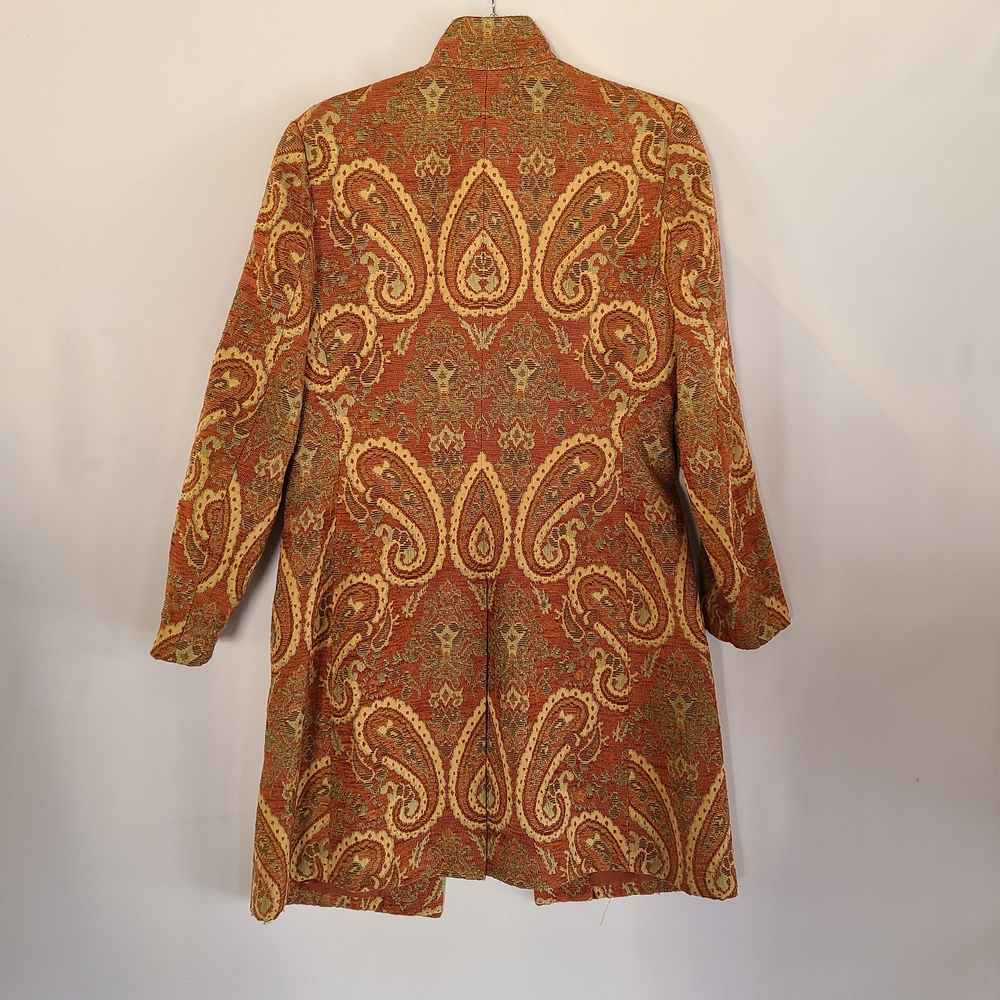 Vintage 90s Focus 2000 Tapestry Paisley Car Coat Size 10 Boho - Picture 3 of 10